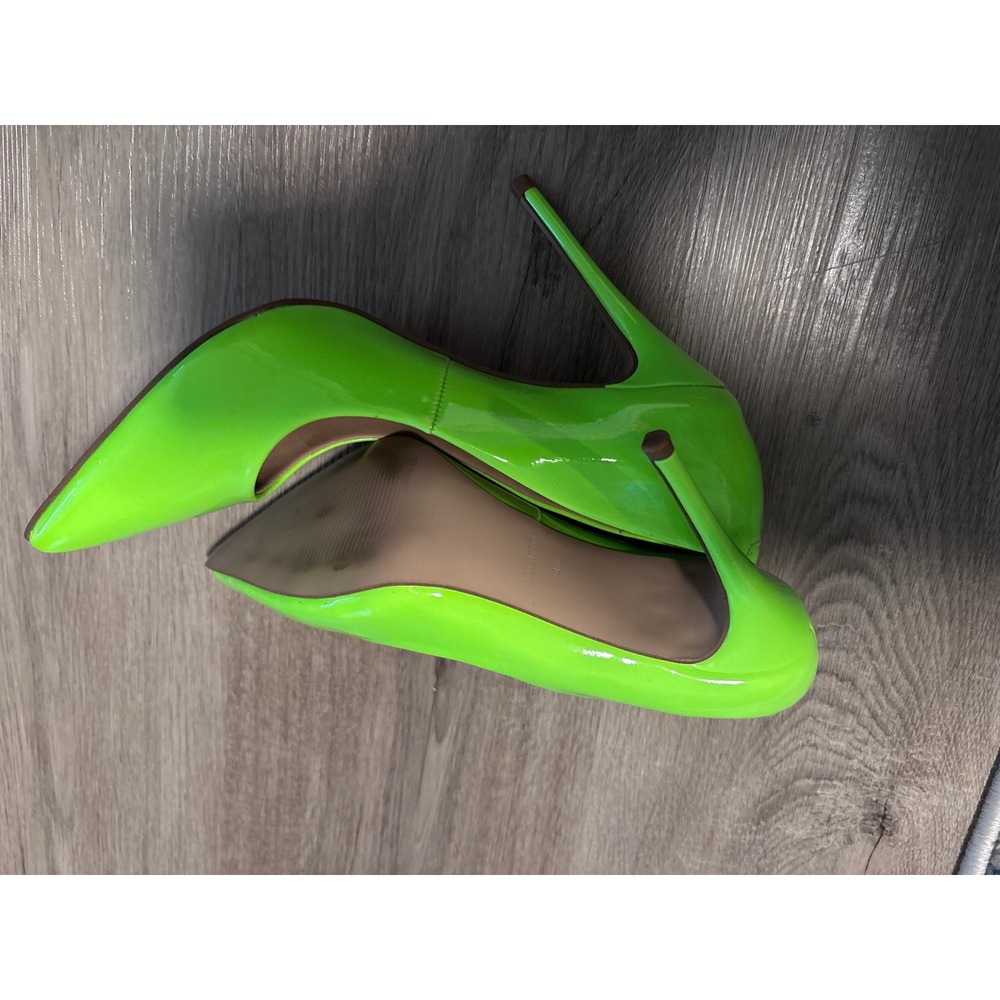 Steve Madden Daisie Neon Lime Green Patent Pointed Toe Stiletto Pumps Heels 8 - Picture 4 of 7